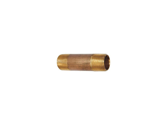 ZORO SELECT 468-060XGR 2 MNPT x 6 TBE Red Brass Pipe Nipple Sch 80