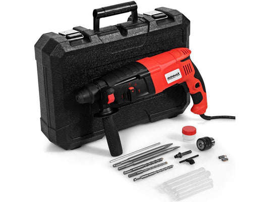 1/2'' Electric Rotary Hammer Drill 3 Mode SDS-Plus Chisel Kit 1100W