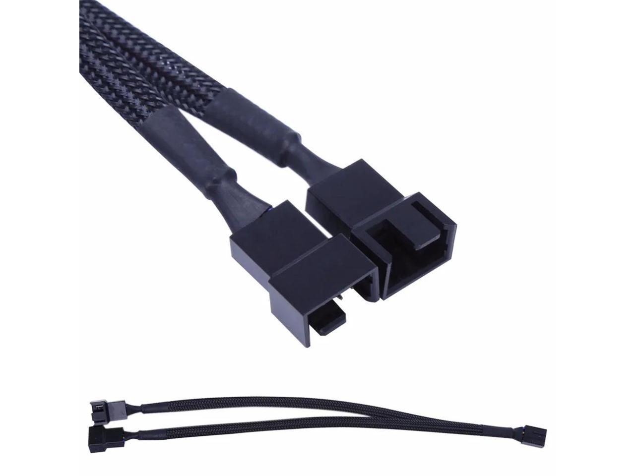 1 To 2 Way Y-Splitter Sleeved 4-Pin PWM Connector Fan Extension Adapter Cable