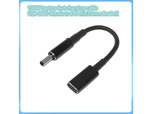 100W USB Type C female Fast Charging Cable for Inspiron 11 13 14 15 3000-7000 Series Vostro 5502 5401 USB-C to 4.5X3.0mm Ad