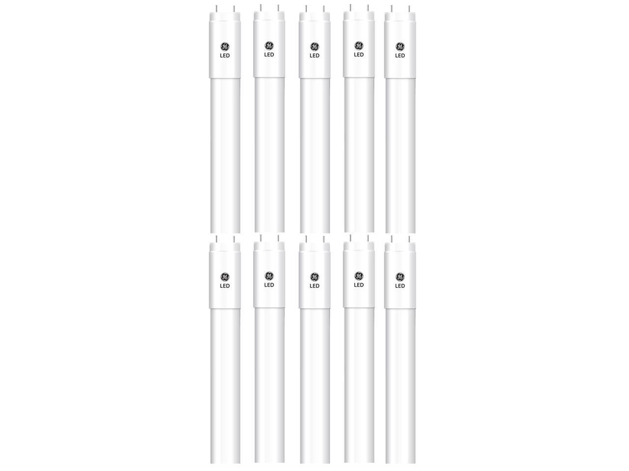 (case of 10) GE Lighting LED Tube T8 Type A Plug and Play, 48 inch, 2300 lumen, 15 watt, 5000K Closet and Laundry, Cool White, Easy Replacement for 4ft T8 Fluorescent Lamp