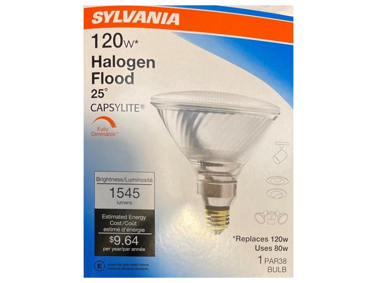 (case of 6) Sylvania Halogen Flood 120 watt Capsylite Brilliant PAR38 Floodlight