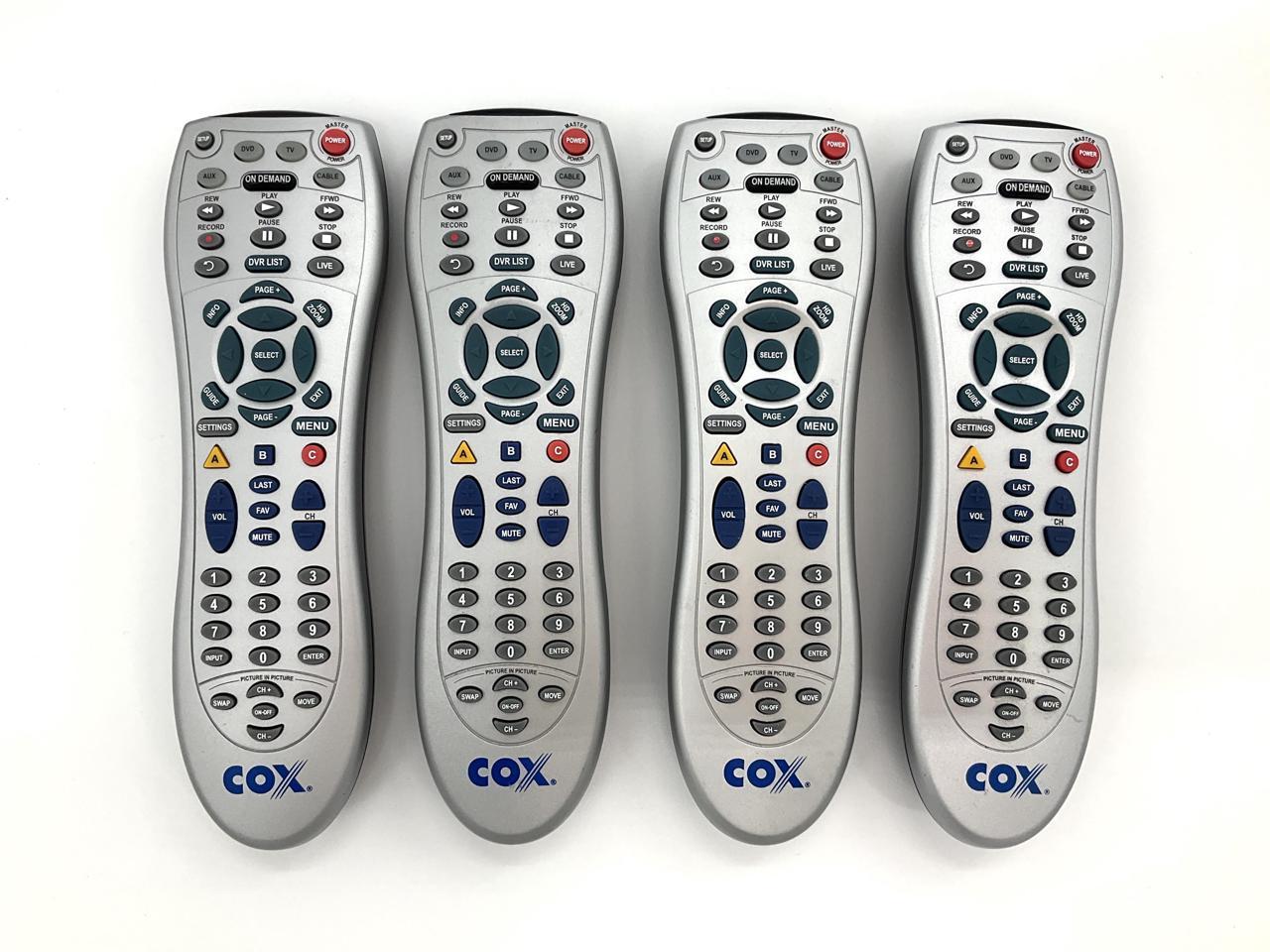 (4 Pack) Replacement Cox Remote Control URC-7820 For HD / DVR / Digital Receivers