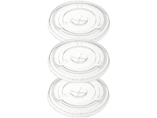 107mm Diameter PET Flat Straw Slot Lid - BPA-Free, Crystal Clear, Great for Personalization or Business Use. Carton of 500 Counts