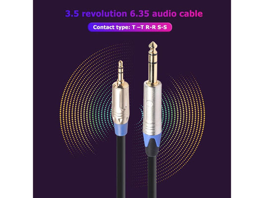 1/8 Male Cable TRS Stereo Audio Cable Amplifier 6.35 mm 1/4 Male to 3.5 mm Mixer for Household Music Audio Decoration (1pcs)