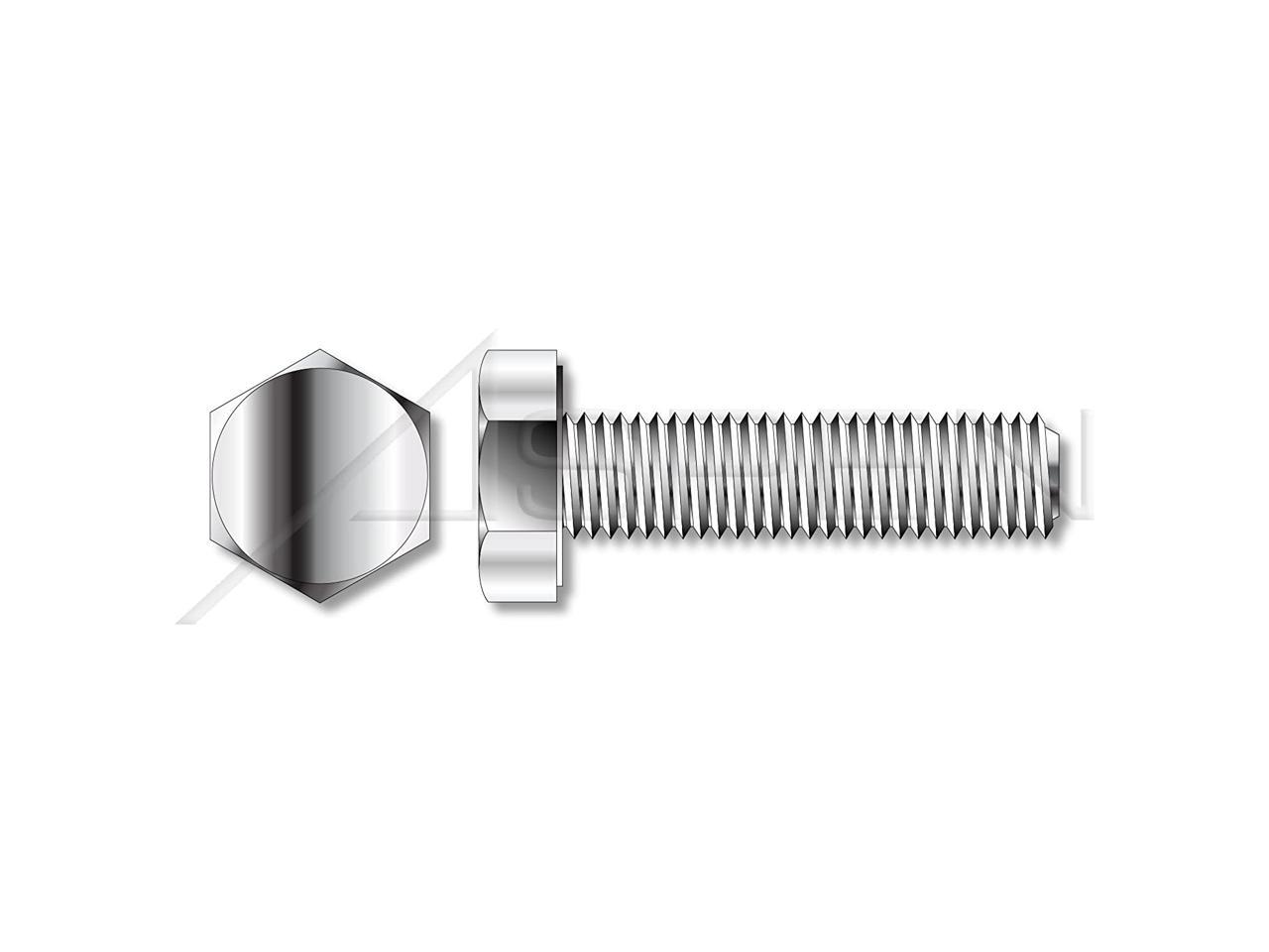 (5 pcs) M12 X 55mm DIN 933, Hex Head Cap Screws, Metric, Full Thread, AISI 304 Stainless Steel (18-8)